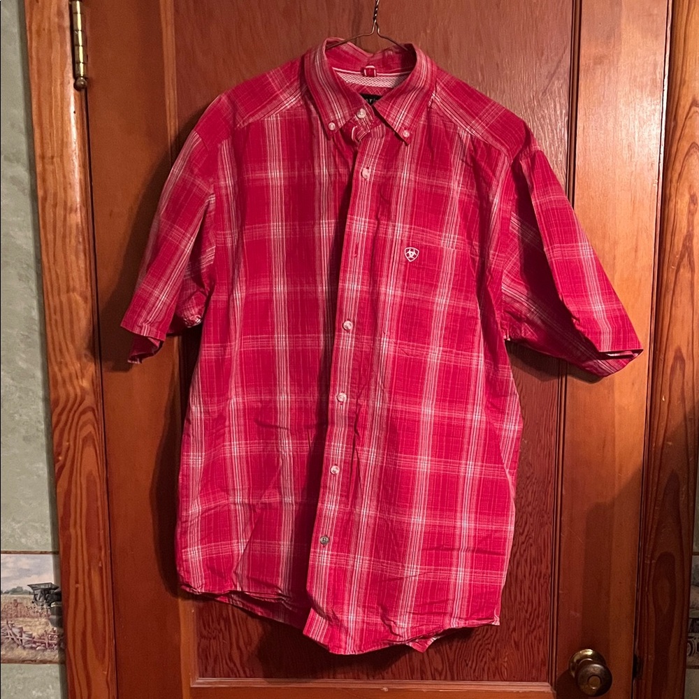 Ariat Red Plaid Casual Button Down Shirt